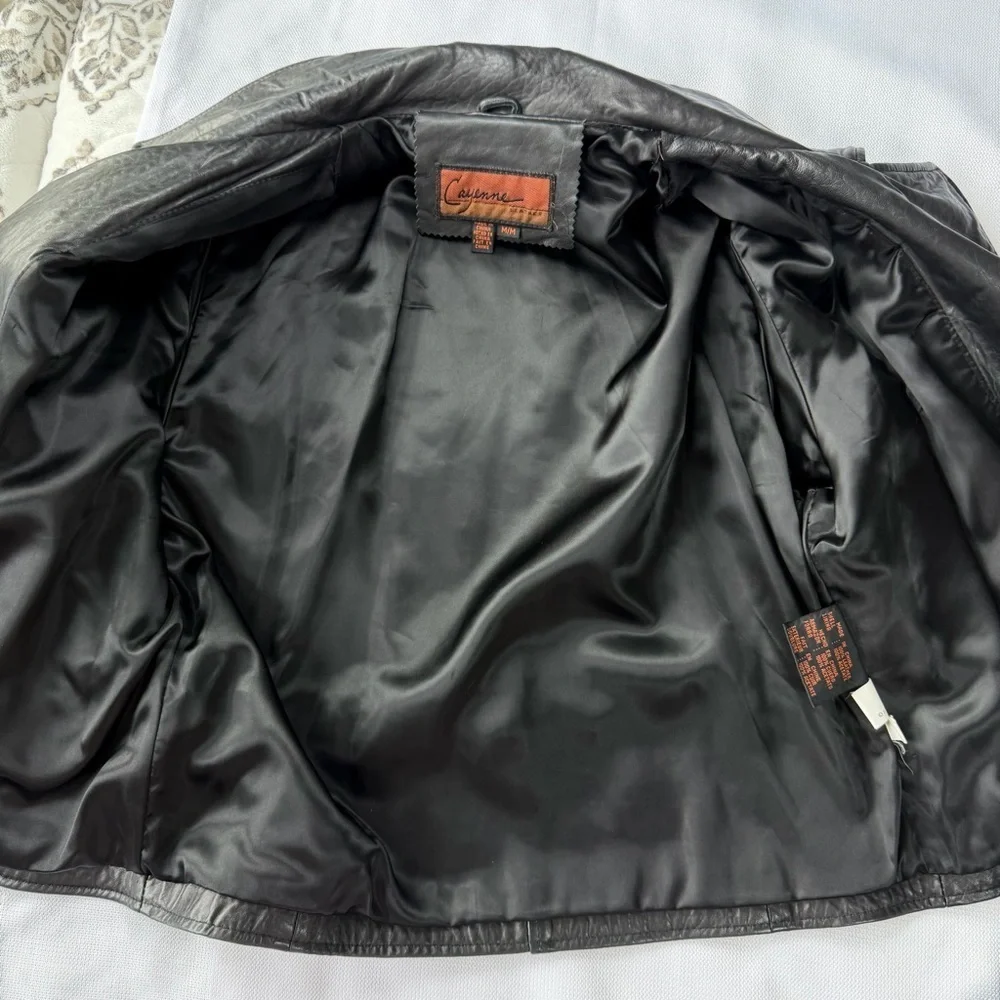 Cayenne Leather Buttery soft vintage leather moto jacket with belt size M